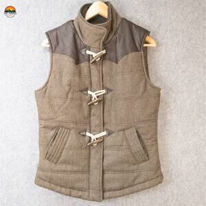 Hollyland Puffer Vest Brown Toggle Buttons Two-Tone Heritage Cabincore Women's M